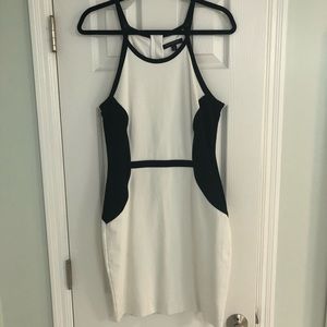 White and black jersey dress